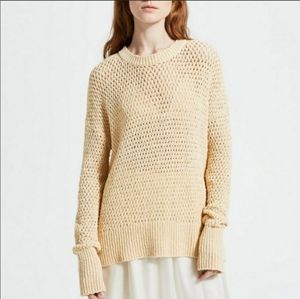 THEORY Karenia Butter Open Knit Crochet Sweater